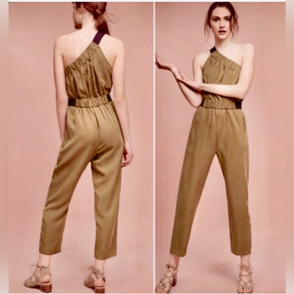 Maeve Olive Green One-Shoulder Jumpsuit